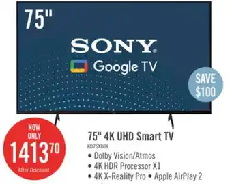 The Brick Sony bravia 75 x80k 4k hdr led smart google tv offer