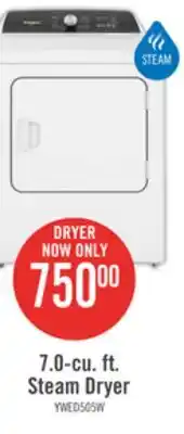 The Brick Whirlpool 7 cu. ft. electric dryer with steam - ywed5050lw offer
