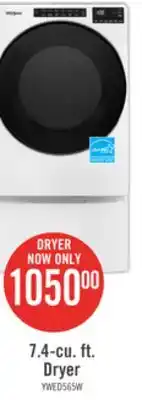 The Brick Whirlpool 7.4 cu. ft. electric dryer with wrinkle shield - ywed5605mw offer