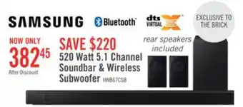 The Brick Samsung soundbar with wireless subwoofer and rear speaker kit - hw-b67c/zc offer