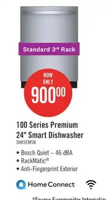 The Brick Bosch 100 series premium smart dishwasher with third rack - shx5aem5n offer