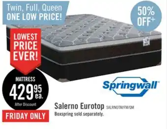 The Brick Springwall salerno eurotop queen mattress offer
