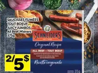 Supermarché PA Schneiders juicy jumbos all beef wieners offer
