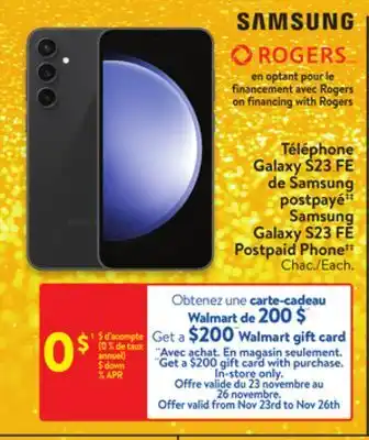 Walmart Samsung galaxy s23 fe postpaid phone offer