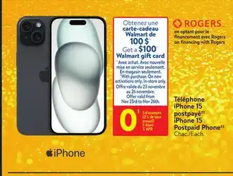 Walmart Iphone 15 postpaid phone‡‡ offer