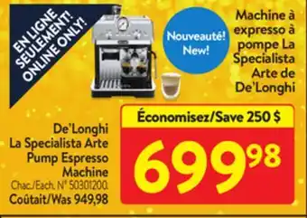 Walmart De'longhi pump espresso machine offer