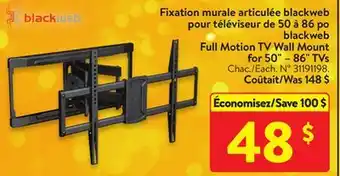 Walmart Full motion tv wall mount for 50 - 86 tvs offer