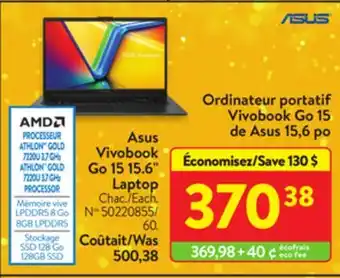 Walmart Asus vivobook go 15 15.6 laptop offer