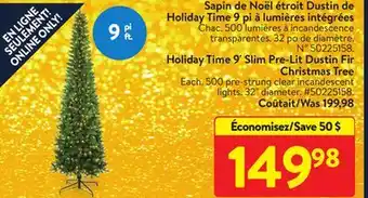 Walmart Holiday time 9' slim pre-lit dustin fir christmas tree offer