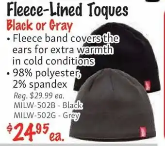 KMS Tools Fleece-Lined Toques Black or Gray offer