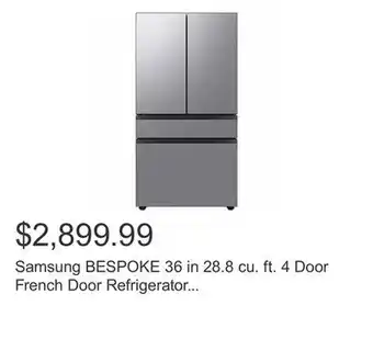 Costco Samsung bespoke 36 in 28.8 cu. ft. 4 door french door refrigerator with beverage center offer