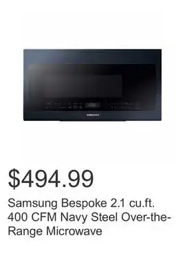 Costco Samsung bespoke 2.1 cu.ft. 400 cfm navy steel over-the-range microwave offer