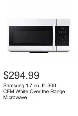 Costco Samsung 1.7 cu. ft. 300 cfm white over the range microwave offer