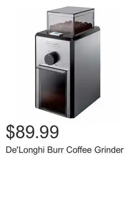 Costco De'longhi burr coffee grinder offer