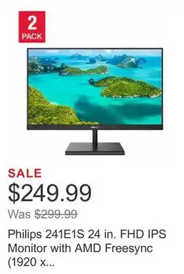 Costco Philips 241e1s 24 in. fhd ips monitor with amd freesync (1920 x 1080), 2-pack offer