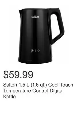 Costco Salton 1.5 l (1.6 qt.) cool touch temperature control digital kettle offer
