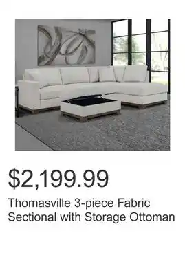 Costco Thomasville 3-piece fabric sectional with storage ottoman offer