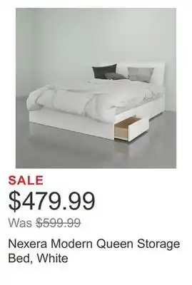 Costco Nexera modern queen storage bed, white offer