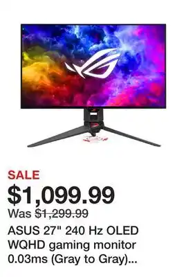 Newegg Asus 27 240 hz oled wqhd gaming monitor 0.03ms (gray to gray) freesync premium & g-sync compatible 2560 x 1440 (2k) anti-glar offer