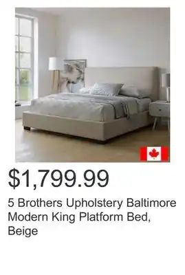 Costco 5 brothers upholstery baltimore modern king platform bed, beige offer