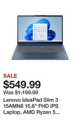 Newegg Lenovo ideapad slim 3 15amn8 15.6 fhd ips laptop, amd ryzen 5 7520u quad core 2.8ghz-4.3ghz, amd radeon 610m graphics, 8gb dd offer