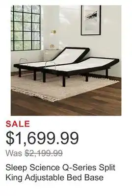 Costco Sleep science q-series split king adjustable bed base offer