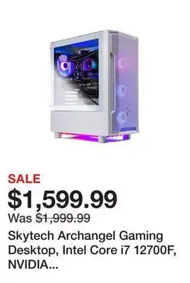 Newegg Skytech archangel gaming desktop, intel core i7 12700f, nvidia geforce rtx 4060 ti, 1tb nvme ssd, 16gb ddr4 ram, 750w gold ps offer