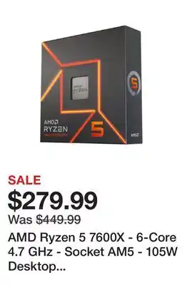 Newegg Amd ryzen 5 7600x - 6-core 4.7 ghz - socket am5 - 105w desktop processor (100-100000593wof) offer