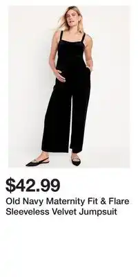 Old navy maternity fit & flare sleeveless velvet jumpsuit