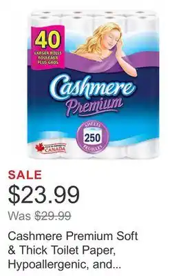 Costco Cashmere premium soft & thick toilet paper, hypoallergenic, and septic safe, 40-pack offer