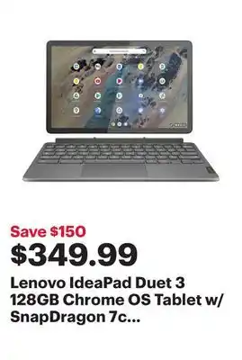 Best Buy Lenovo ideapad duet 3 128gb chrome os tablet w/ snapdragon 7c 8-core processor - storm grey - only at best buy offer