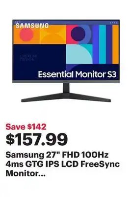 Best Buy Samsung 27 fhd 100hz 4ms gtg ips lcd freesync monitor (ls27c330ganxza) - black offer