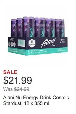 Costco Alani nu energy drink cosmic stardust, 12 x 355 ml offer