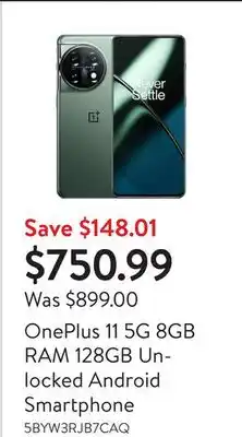 Walmart Oneplus 11 5g 8gb ram 128gb unlocked android smartphone offer