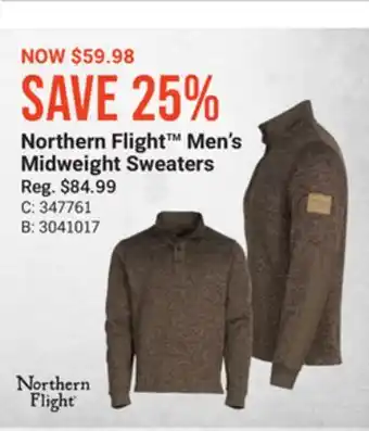 Bass Pro Northern flight men's midweight sweaters offer