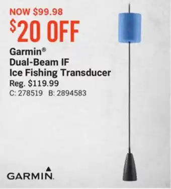 Bass Pro Garmin dual-beam if ice fishing transducer offer