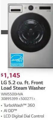 Lowe's Lg 5.2 cu. ft. front load steam washer offer