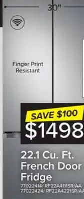 Leon's Samsung stainless steel french door refrigerator (22.1 cu.ft.) - rf22a4111sr/aa offer