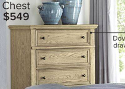 Leon's Emma 5 drawer chest - oak offer