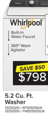 Leon's Whirlpool white top load washer with built-in faucet (5.2 cu.ft.) - wtw5015lw offer