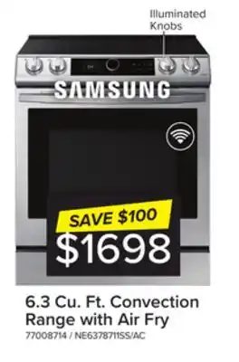 Leon's Samsung stainless steel electric range with true convection and air fry (6.3 cu.ft) - ne63t8711ss/ac offer