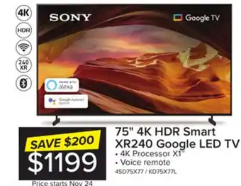 Leon's Sony 75 x77l 4k hdr led tv google tv - kd75x77l offer