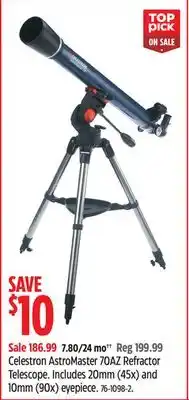 Canadian Tire Celestron astromaster 70az refractor telescope offer