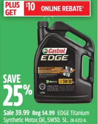 Canadian Tire Castrol edge titanium synthetic motor oil offer