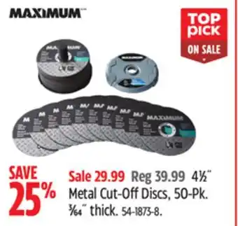 Canadian Tire Maximum metal cut-off discs, 50-pk offer