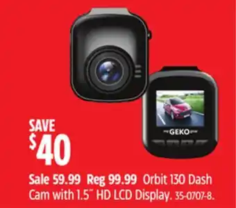 Canadian Tire Mygekogear orbit 130 dash cam with 1.5 hd lcd display offer
