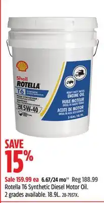 Canadian Tire Shell rotella t6 synthetic diesel motor oil offer