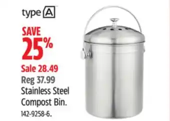 Canadian Tire Type a stainless steel compost bin offer