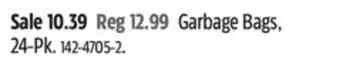 Canadian Tire Glad garbage bags, 24-pk offer