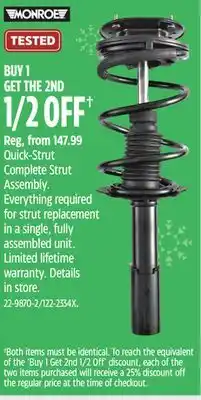 Canadian Tire Monroe quick-strut complete strut assembly offer